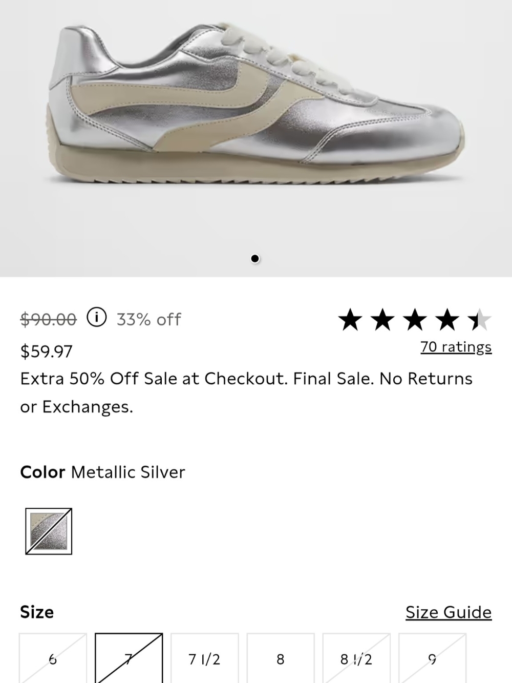 Banana Republic Metallic Silver Sneakers with Cream Accent